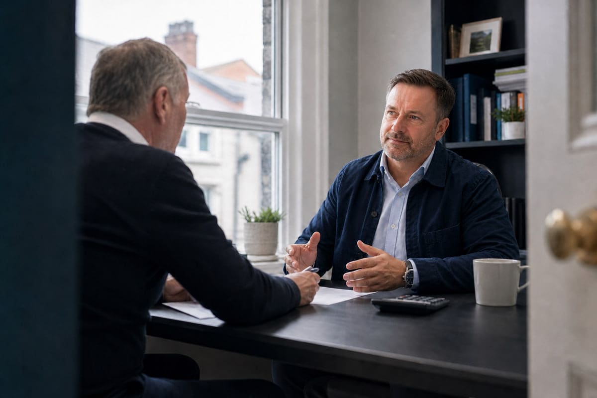 An adviser talking a client through their figures